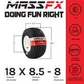 MASSFX Wheel and Tire Combo 18x8.5-8 Golf Cart Tire with White 4/4 Rim 4 PACK